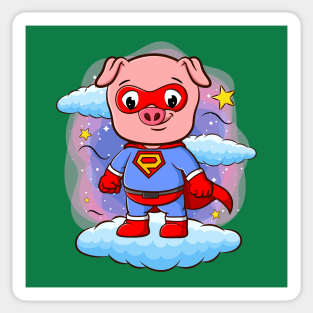 Pig Superhero Costume Sticker